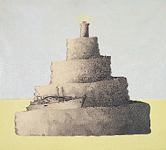 1970 - Insel - Bleistift Gouache a Papaier - 40x46cm